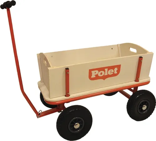 Bollerwagen 16,50kg mit 4 PU-Reifen und 68l Ladevolumen in rot von Polet