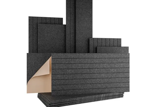 Akustikpaneele 120x60cm (Graphit Lamellen) – Selbstklebend und Effektiv - 16x Selbstklebende Akustikpaneele (11.52m²) in Graphit, 9mm stark. Ideal zur Reduzierung von Nachhall und für eine ansprechende Wandgestaltung. Schnelle Installation ohne Werkzeug – einfach abziehen, anbringen und genießen!