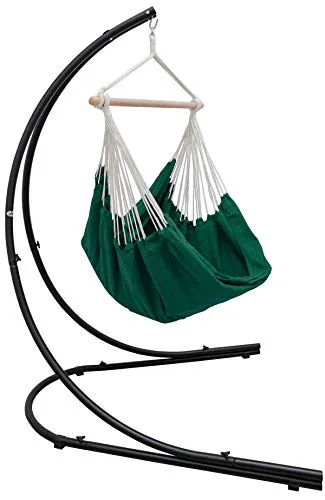 AMANKA XXL Hängesessel mit Gestell - Hängestuhl 185x130cm mit 210cm Metall Ständer für Garten - Großer Outdoor & Indoor Hängesitz für Erwachsene - Metallgestell Wetterfest für Balkon und Terrasse