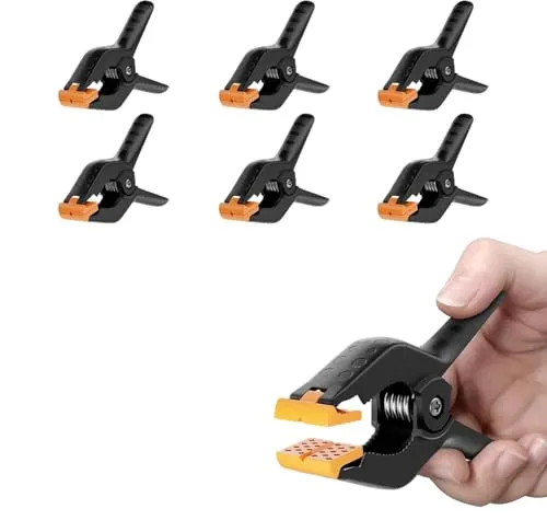 EMART 6 Pack Klemmzwingen 4,5 Zoll/11,4cm Federzwinge Set Klammern Groß | Verstellbar Leimzwingen, Hintergrund Klammer, Greenscreen Klemmkraft, Fotostudios, Hintergründe