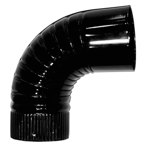 Schwarzes vitrifiziertes Winkelrohr für Öfen 120 mm, 90°