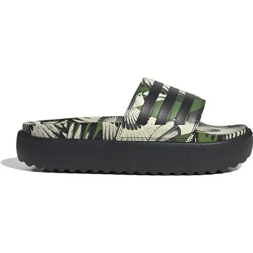 adidas Adilette Platform Badeschuhe schwarz/grün Damen von adidas