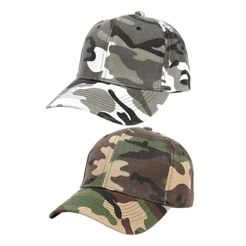 ZGDEIWGF 2 Stück Camouflage-Baseballmützen, Kinder-Baseballmützen, Snap-Back-Verstellbarer Sonnenhut, Outdoor-Sonnenhut, Atmungsaktiver Sporthut, Sommer-Freizeithut