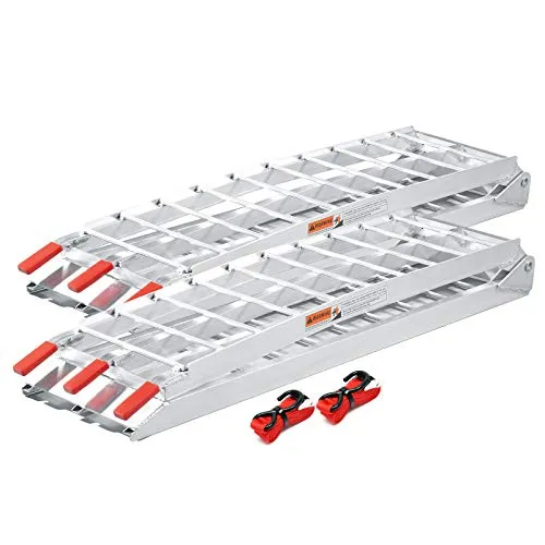 Wiltec 2X Auffahrrampe 226 cm 1360 kg für Quad ATV Motorrad, Aluminium Auffahrschiene faltbar, Verladerampe rutschsicher mit Füßen