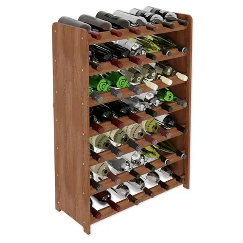 Lenmar, Wählen Sie Ihre Farbe, RW-3-63, Weinregal aus Holz, 118 x 72 x 26,5 cm, für 63 Flaschen, 9 liegen, Natur, Braun, Antrazit Flaschenregal für Wein, Lagerung für Flaschen (RW-3-42 Braun)
