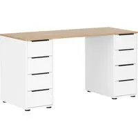Möbelpartner Schreibtisch Elma, Eiche/Mattweiß mit Standcontainer