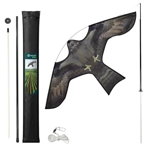 Produktbild VOUNOT® Vogelschreck Drachen – Realistischer Vogelabwehr Falke mit Teleskopstange