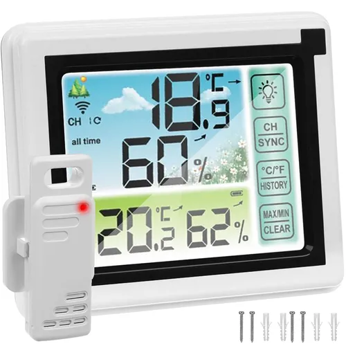 Wetterstation Multifunktional Hygrometer 15746 - Funkwetterstation mit Farbdisplay, präzise Temperatur- und Luftfeuchtigkeitsmessung, ideal für jeden Haushalt