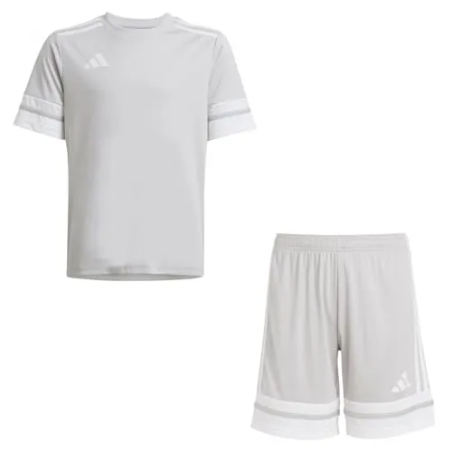 adidas Kinder Set Trikot + Hose Squadra 25 Team Light Grey/White 128 - Sportliches Trikot-Set für Kinder, bestehend aus Trikot und kurzer Hose. Mit feuchtigkeitsabsorbierender Technologie für optimalen Komfort und Bewegungsfreiheit. Ideal für aktive Freizeit und Sportevents.