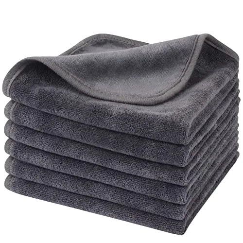 KinHwa Mikrofaser Abschminktücher waschbar Make-Up Entferner Tuch Waschlappen microfaser Gesichtsreinigungstücher Super weiche & Wiederverwendbare reinigungstücher 30cm x 30 cm 6 Stück Grau