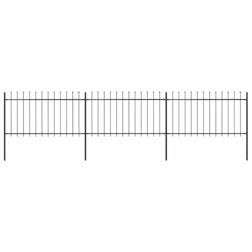 vidaXL Gartenzaun mit dekorativen Speerspitzen - Flügeltore, eleganter und stabiler Zaun aus robustem Stahl, pflegeleicht und sicher für Ihr Grundstück, inklusive Montagezubehör für einfache Installation.