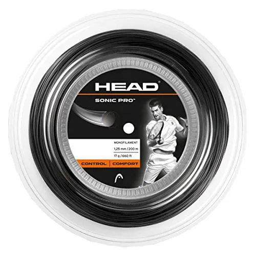 Head Sonic Pro 1,25 mm schwarz Polyester - Tennissaiten für ClubspielerInnen, langlebig und angenehm zu spielen, mit 200 m Länge für langanhaltenden Spielspaß.