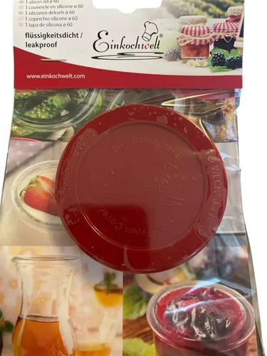 EINKOCHWELT Silikondeckel, Ø 60 mm flüssigkeitsdicht, für Weck-Gläser, rot