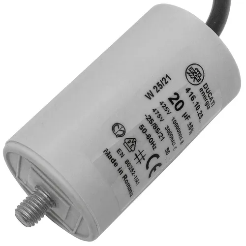 Anlaufkondensator Motorkondensator 20µF 400V 40x70mm Kabel 35cm Ducati 416.10.25