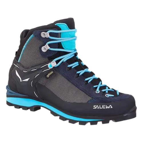 Salewa Crow Gore-Tex Damen Wanderstiefel, Blau - Wanderschuhe mit abriebfestem Gewebe und wasserdichtem GORE-TEX-Schutz. Ideal für Komfort und Flexibilität beim Bergsteigen dank 3F System und Flex Collar.