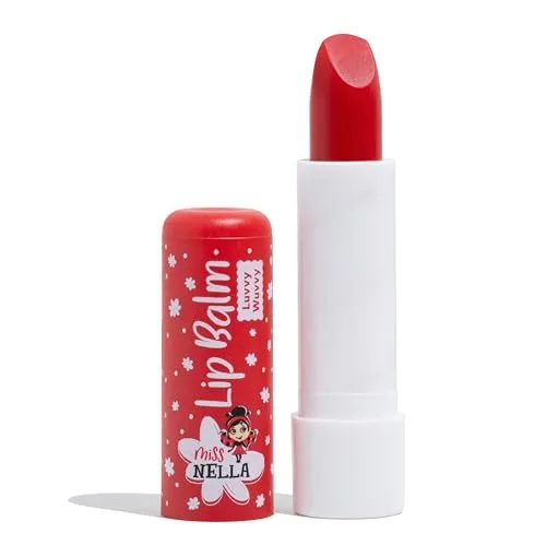 Miss Nella LUVVY WUVVY hypoallergener Lippenbalsam speziell für Kinder, rot, ungiftiges, geruchsneutrales Make Up, perfekt für empfindliche Haut