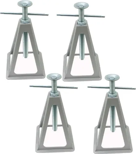 PAT Europe Anhänger-Abstellstütze 4x Alu Stützen - Stabile Aluminium Schraubstützen für Anhänger, Wohnwagen und Wohnmobile. Mit 900 kg Stützlast pro Stütze ideal für unebene Böden. Leicht und robust, perfekt für sicheres Abstützen.