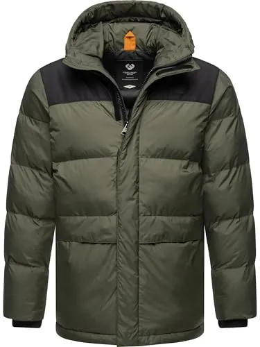 Ragwear Herren Winterjacke Mikkesh YOUMODO Dark Olive Gr. L - Funktionsjacke mit wasserabweisender Funktion und verstellbarer Kapuze, ideal für kalte Tage und winterliche Outdoor-Aktivitäten.