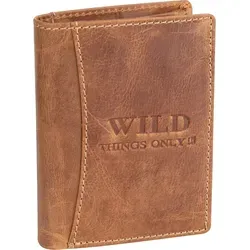 Wild Things Only !!! echt Leder Portemonnaie Geldbörse Herren Hochformat Grau- Cognac (5452) - Braun