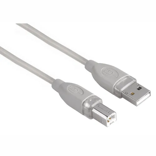 Hama USB 2.0 Kabel geschirmt grau 5,00 m - Robuste Verbindung, ideal für Drucker und Scanner, hohe Datenübertragungsrate bis 480 Mbit/s
