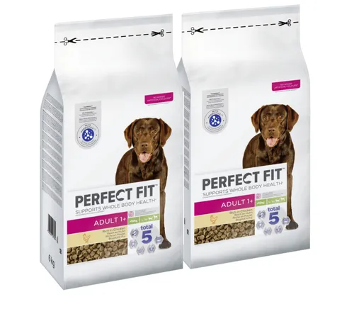 12kg Perfect Fit Hundefutter Trockenfutter Adult >10kg mit Huhn - Hochwertiges Trockenfutter für ausgewachsene Hunde, mit Huhn als Hauptzutat. Ideal für eine ausgewogene Ernährung und für aktive Hunde geeignet.