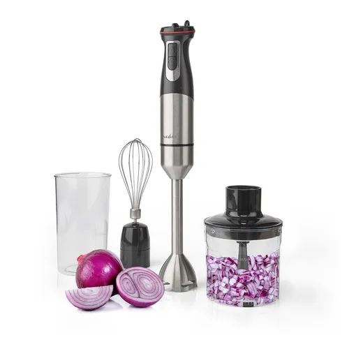 Nedis KAHB400CAL Stabmixer Set 4in1 - Multifunktionales Stabmixer-Set aus Edelstahl mit 800W Leistung und Antispritz-Funktion – ideal für Smoothies, Suppen und mehr!