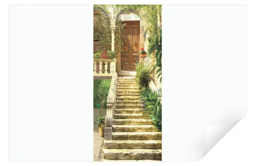 Türtapete Selbstklebend 3D Gasse für Küche und Treppe - 91x211 cm - Tapete für außergewöhnlichen Look: Selbstklebend, einfach zu montieren, UV-beständig und langlebig. Verleihen Sie Ihrem Raum mit modernen Mustern und brillanten Farben einen neuen Charakter.