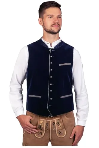 Edelnice Trachtenmode Weste Ludwig aus Samt in Blau oder Schwarz, Gr. 46-60