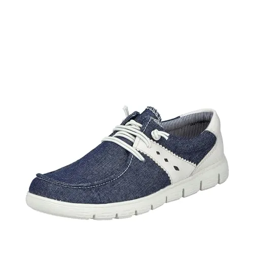 Rieker Slipper - Ozean Textil - Damen Halbschuhe, moderner blauer Slipper aus Textil mit bequemem Schlupfdesign und leichtem EVA-Laufsohlenmaterial – ideal für den Freizeitlook.