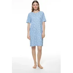 Mey Nachtwäsche Flower Meadow Damen Nachthemden Blue Silk L(42) - Elegante Nachthemden für Damen aus 100 % Baumwolle, bieten luxuriösen Komfort und Atmungsaktivität für entspannte Nächte.