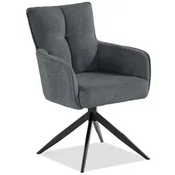 SetOne by Musterring Armlehnstuhl - 360° drehbar, Schwarz/Dunkelgrau - Stühle mit hochwertigem Metall- und Textilmaterial, 360° drehbare Sitzfläche für maximalen Komfort und individuelle Stoffauswahl.