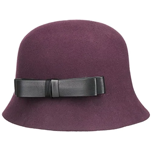LIERYS Lianda Glocke Wollfilzhut - Eleganter Damenhut in Pflaume mit Schleife - Eleganter LIERYS Lianda Wollfilzhut für Damen in Pflaume, ideal für Herbst und Winter. Komfortable Einheitsgröße (54-55 cm), mit hochwertiger Verarbeitung für stilvollen Tragekomfort.