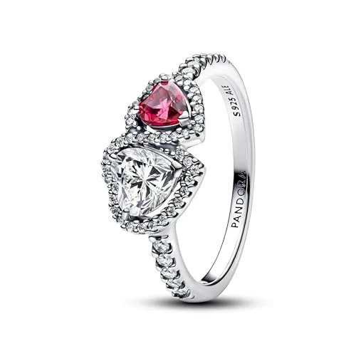PANDORA Timeless Strahlenkranz Herzen Ring aus Sterling Silber - Eleganter Damenring aus Sterling Silber mit Herzschliff-Zirkonia, ideal zum Stacking oder als strahlendes Statement. Symbolisiert Liebe und Harmonie zwischen zwei Seelen.