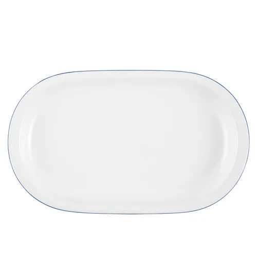 Seltmann Weiden Servierplatte Compact Blaurand 33 cm - Servierplatte aus spülmaschinengeeignetem Porzellan, ovales Design, ideal für stilvolles Servieren bei Festlichkeiten oder im Alltag.