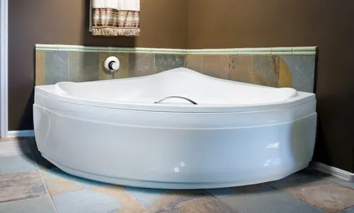 Badewanne Acry Wanne Eckbadewanne 134 x 134 cm Schürze Handgriff Ab-/Überlauf E