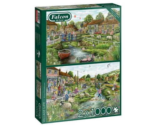 Jumbo Spiele Puzzle Village Life 2x1000 Teile - Standard-Puzzle mit 2000 Puzzleteilen, umweltfreundlich hergestellt in Europa, einzigartiger Nahtlos-Effekt für perfektes Zusammensetzen.