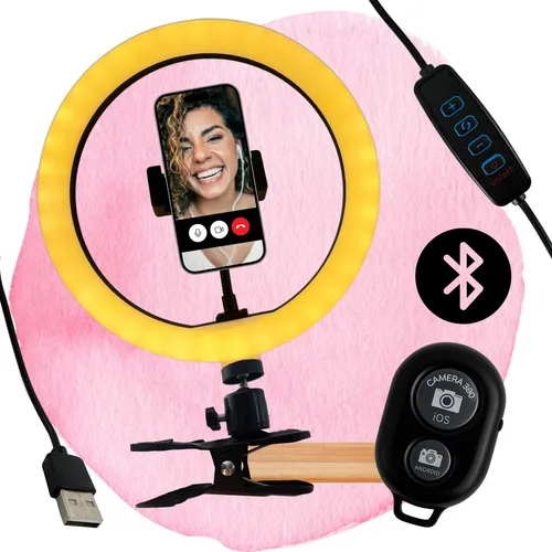 Ringlicht Klemmhalterung mit Bluetooth Selbstauslöser - Studioleuchten für Influencer: Tragbares Ringlicht mit 120 LEDs, USB betrieben und ideal für perfekte Selfies.