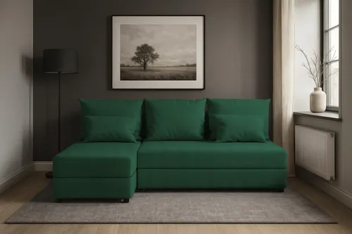 AX LIVING Ecksofa Grün Dolceo L mit Schlaffunktion