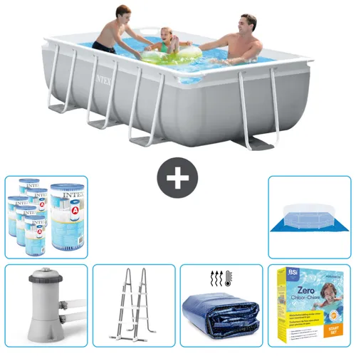 Intex Rechteckiges Prisma-Rahmen-Schwimmbecken 300 x 175 x 80 cm – Komplettes Set mit Pumpe und Zubehör