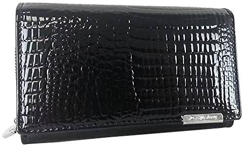 Jennifer Jones Echt-Leder Damen Geldbörse - Modische Croco Glanz Optik - Damen-Geldbörse aus hochwertigem Echt-Leder mit RFID-Schutz für maximale Sicherheit. Ideal für stilbewusste Frauen, bietet 12 Kartenfächer und mehr!