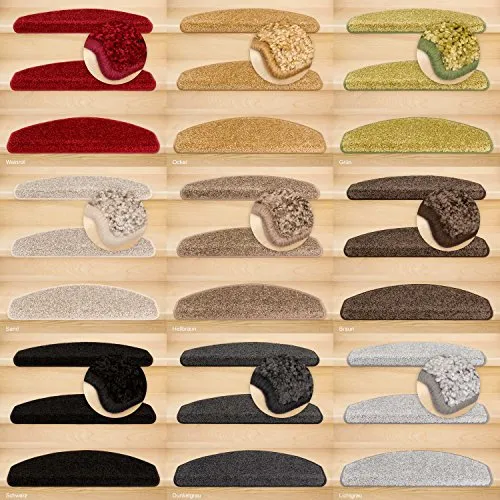 Kettelservice-Metzker Stufenmatten, Treppenteppich Marseille Halbrund - Trittfläche: ca. 65x24cm Sand 18 Stück