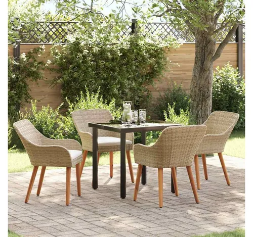 furnicato Garten-Essgruppe Beige 80x80 cm – Modernes Set mit 4 Stühlen