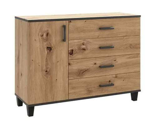 Beautysofa Kommode PERO – Modernes Sideboard mit 4 Schubladen - Elegante Kommode aus doppelt laminierten Platten (18 mm) mit skandinavischem Design. Die praktischen Beine erleichtern die Reinigung und sorgen für einen leichten Look. Ideal für individuelle Arrangements. Maße: 120x90x40 cm.