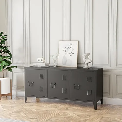 [en.casa] TV Schrank Kotka Lowboard mit 3 Türen - TV-Halterungen: Moderner Fernsehschrank mit praktischen Kabeldurchlässen für eine aufgeräumte Optik und vielseitige Nutzungsmöglichkeiten als Sideboard oder Büroschrank.