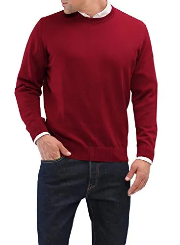 Maerz Herren Pullover 490500, Gr. 58, Rot (495) - Pullover für Herren aus 100% Merinowolle, pflegeleicht und maschinenwaschbar. Klassischer Rundhalsausschnitt für sportliche Eleganz und optimale Passform.