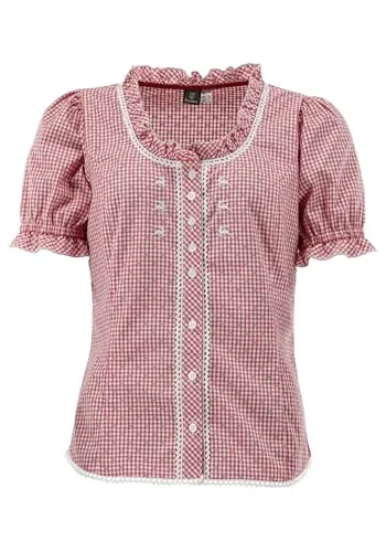 OS Trachten Trachtenbluse Tailliert Plare, Größe:44, Farbe:mittelrot