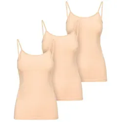 Ladeheid Unterhemd Trägertop Damen Spaghetti Top Set 3 Stück LA40-263 (Set, 3er-Pack) beige M