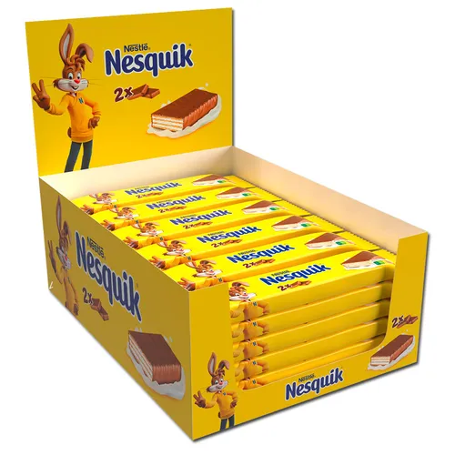 Nesquik Schokoriegel Wafer Milk, 780g - Feine Schokolade: Luftiger Knusperriegel mit Waffeln in Milchschokolade, perfekt portionierbar und ideal für unterwegs, mit UTZ-zertifiziertem Kakao.