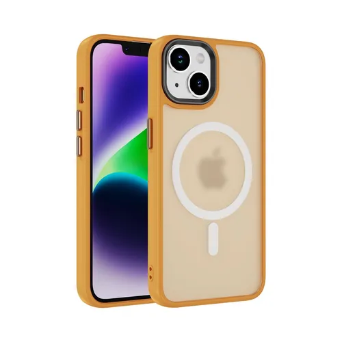 Magsafe Magnet Handyhülle für Apple iPhone 15 Plus Gelb Cover Case Bumper Schutz