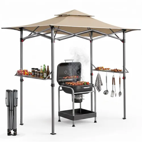 Sekey Faltbarer Grillpavillon – Wetterfest & Tragbar - Der Sekey Grillpavillon ist in unter 2 Minuten aufgestellt und ideal für BBQs, Camping oder Gartenpartys. Er bietet Platz für bis zu 6 Personen und schützt zuverlässig vor UV-Strahlung und leichtem Regen.